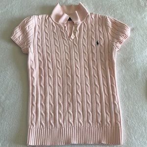Ralph Lauren Sport, pink, cable, short sleeve sweater